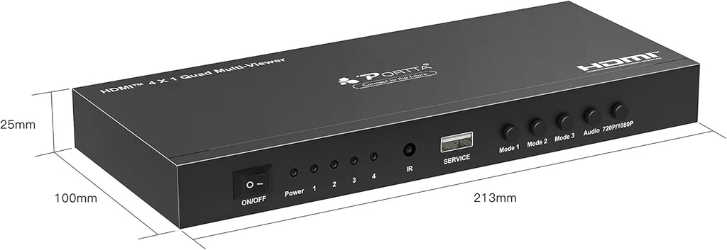HDMI Multiviewer Switch 4x1, Quad Multi-Viewer Seamless Switcher 4 in 1 Out with Loop, Audio Extractor to Stereo, 1080p, 5 Viewing Modes L370212