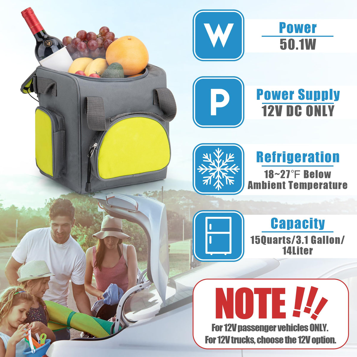 12V 50.1W 14L Soft Sided Car Cooler G917