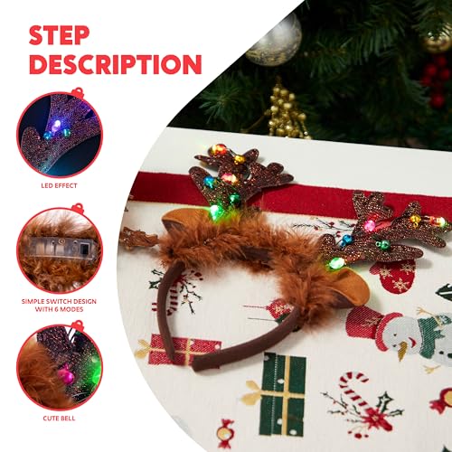 Light-Up LED Reindeer Headband E1121