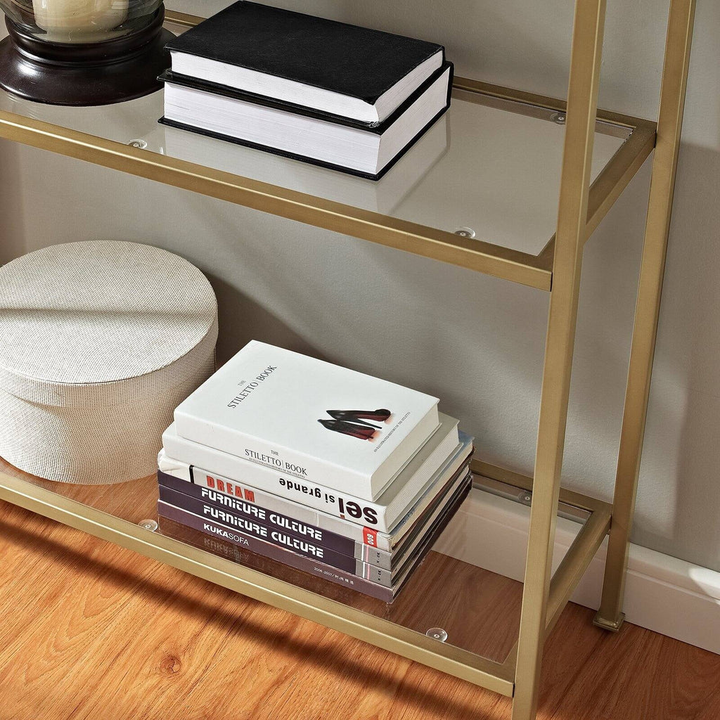 4 Shelf Glass Metal Etagere Bookcase W912