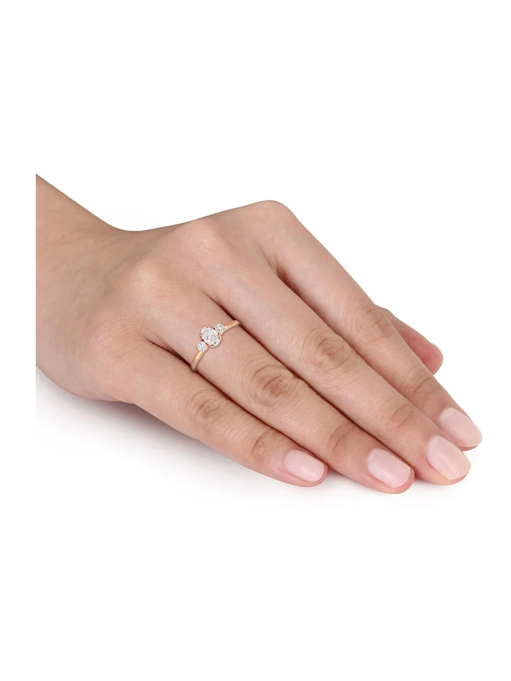 14K Rose Gold Three-Stone Diamond Engagement Ring D554