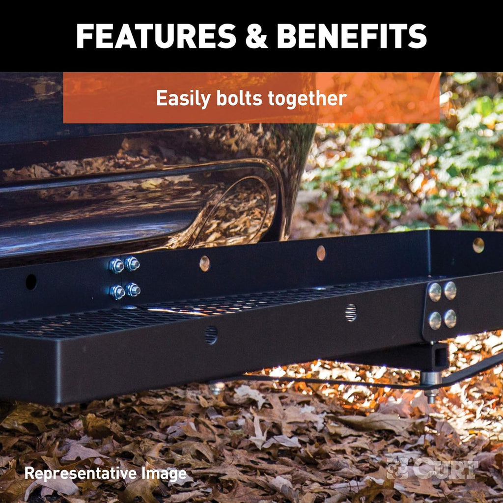 Black Steel Folding Hitch Cargo Carrier J22720