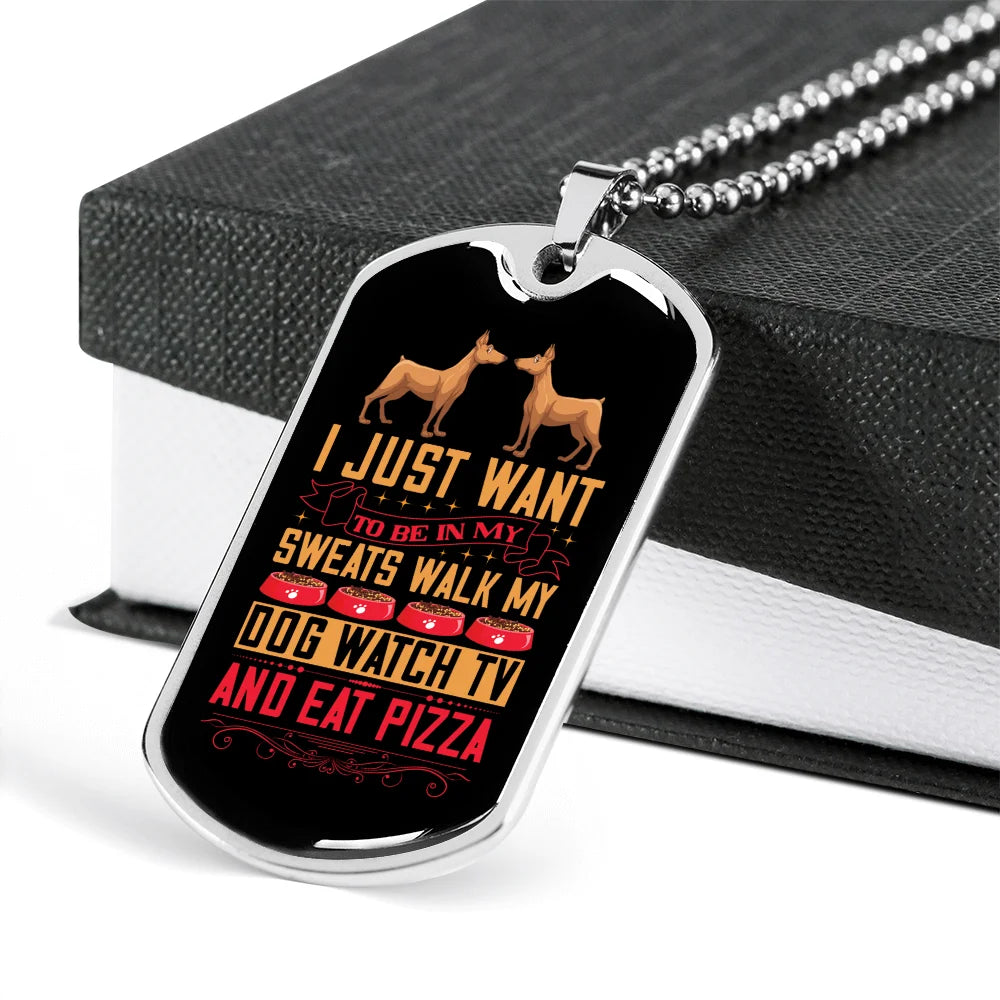 Stainless Steel or 18k Gold Dog Tag Necklace with 24" Chain E61189