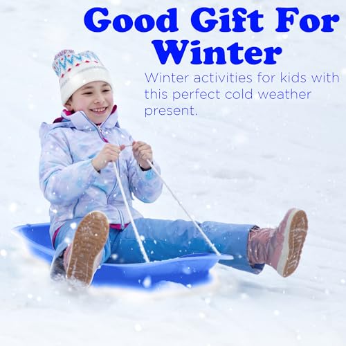 2 Pack Plastic Cold-Resistant Toboggan Snow Sled with Pull Rope and Handles V993