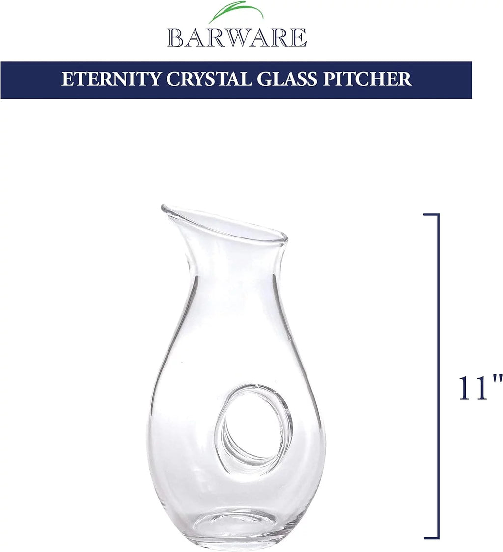 28 Oz Mouth-Blown Lead-Free Crystal Pitcher G973