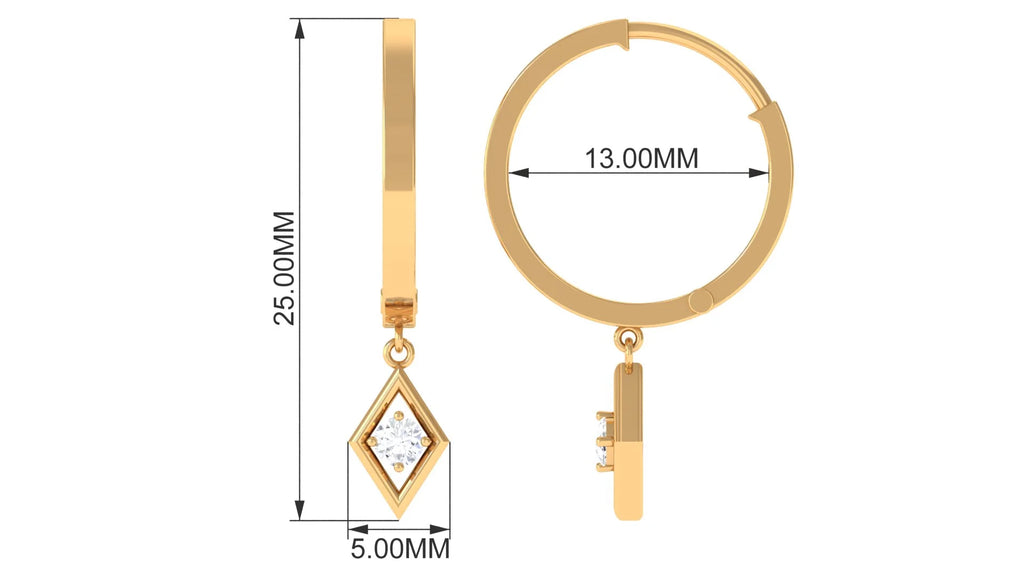 14K White Gold Geometric Hoop Earrings S373