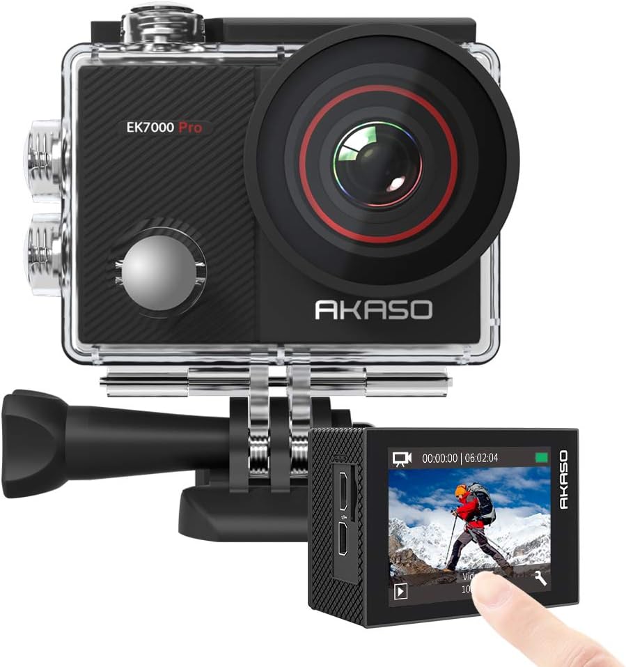 4K Waterproof Action Camera with Touch Screen Helmet Accessories Kit Pack of 2 L3774