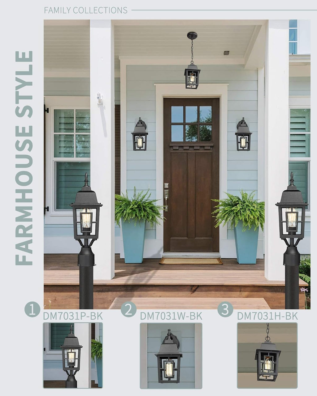 Set of 2 Cast Aluminum Outdoor Post Lights with Pier Mount Adapter E2630