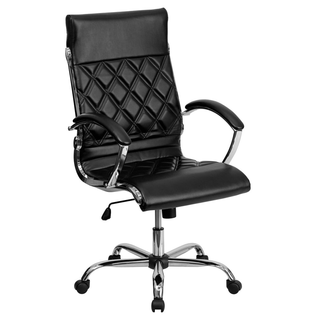 High Back Quilted Black LeatherSoft Executive Swivel Office Chair K62100