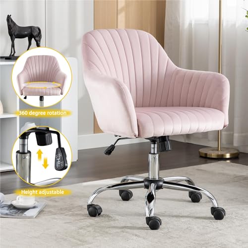 Green Velvet Swivel Rolling Vanity Desk Chair with Back and Wheels J997