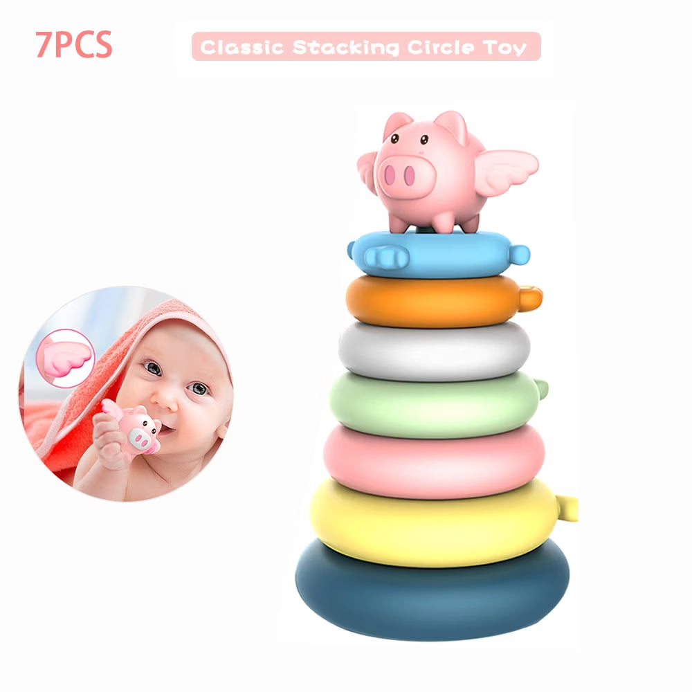 7 Rings Baby Stacking & Nesting Toys Montessori Baby Blocks Stacker G86965