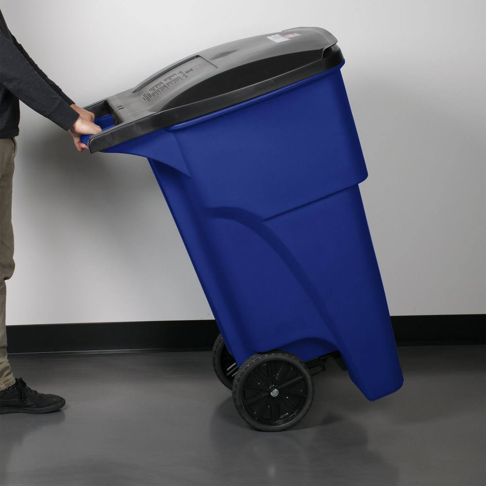 65 gal. Blue Rectangular Trash Can P424
