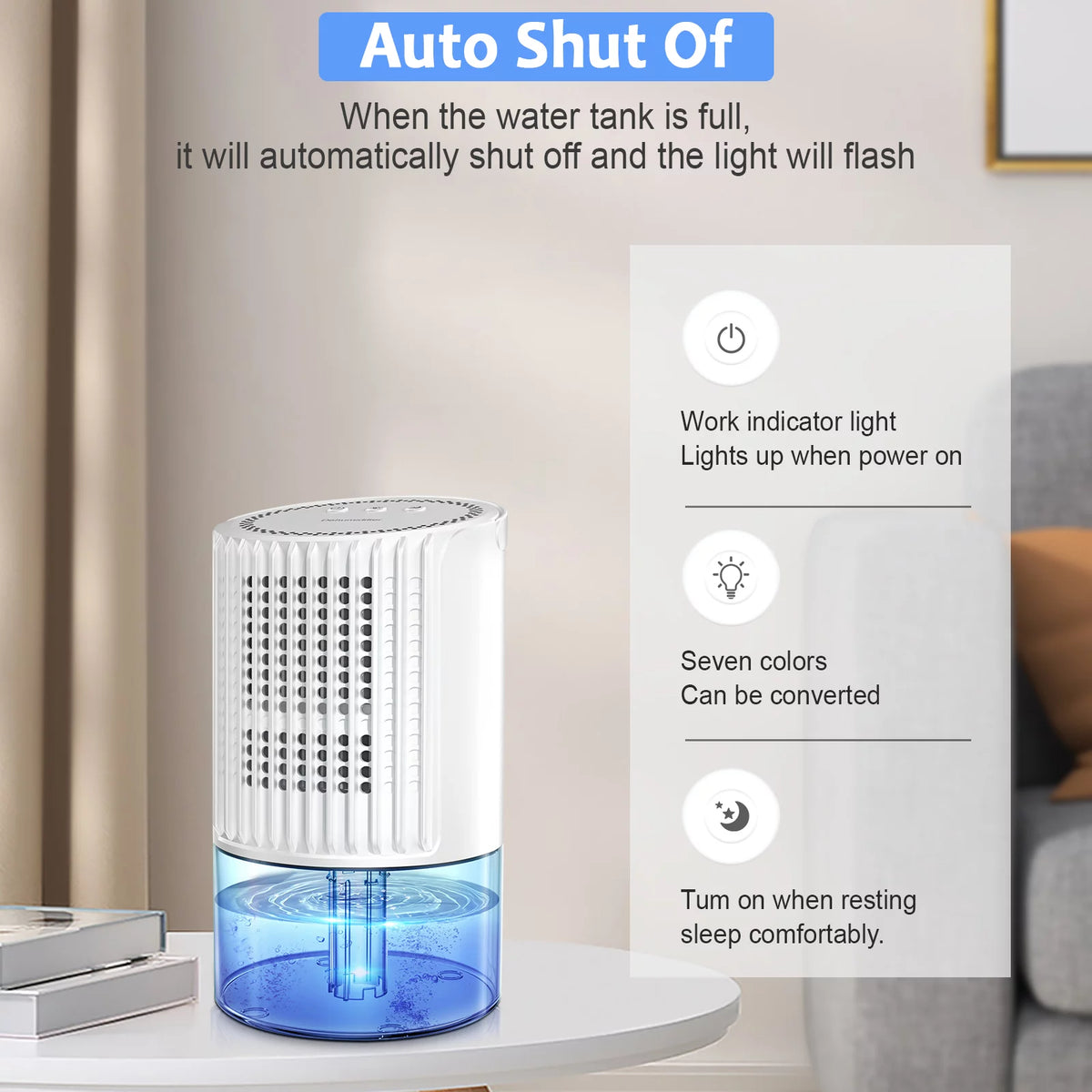 Portable Ultra Quiet Dehumidifier 1000ML White X2307