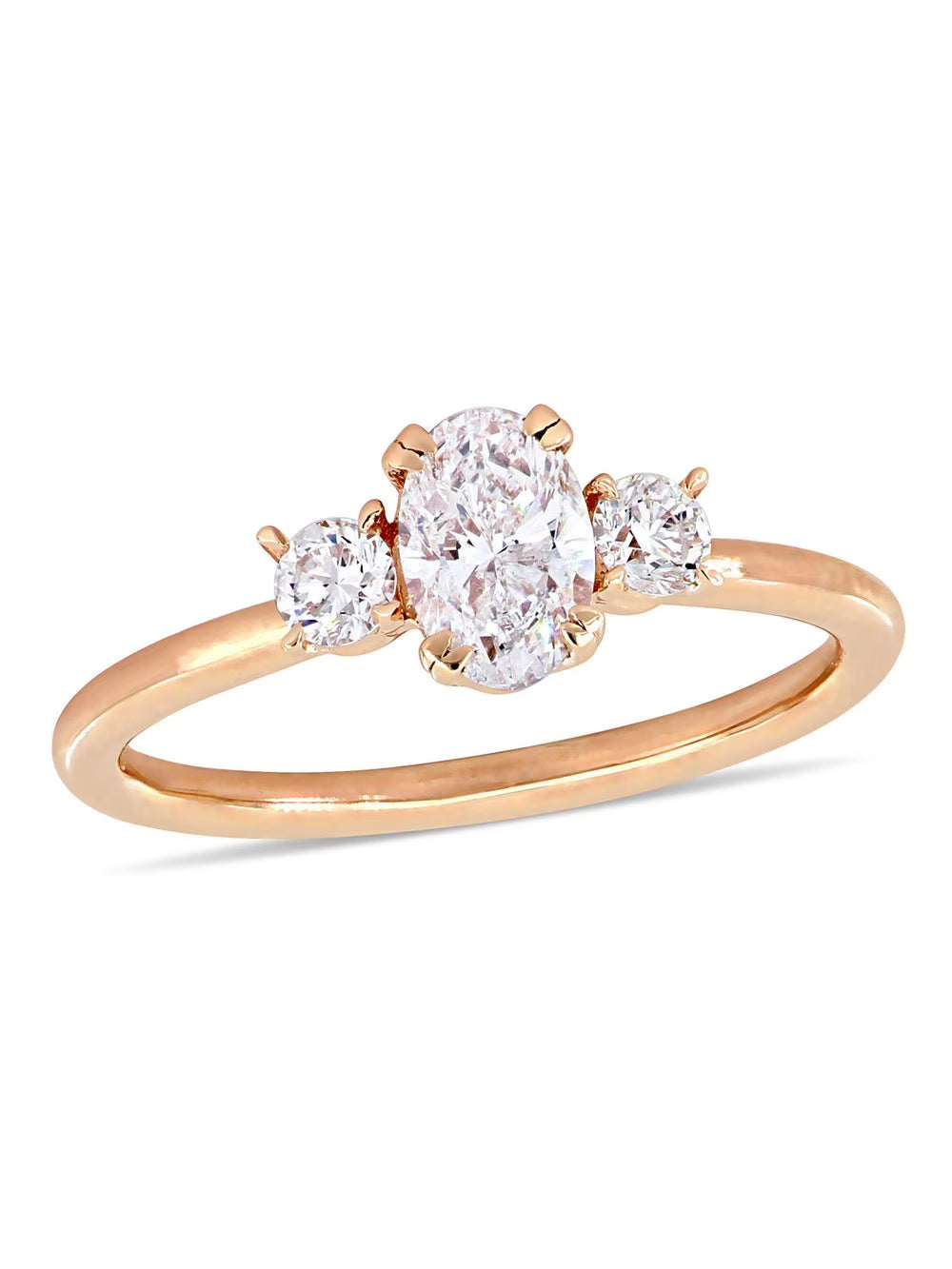 14K Rose Gold Three-Stone Diamond Engagement Ring D554