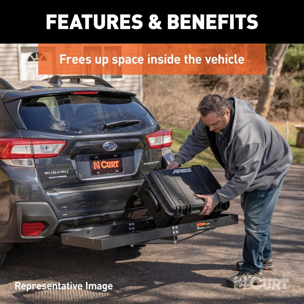 Black Steel Folding Hitch Cargo Carrier J22720