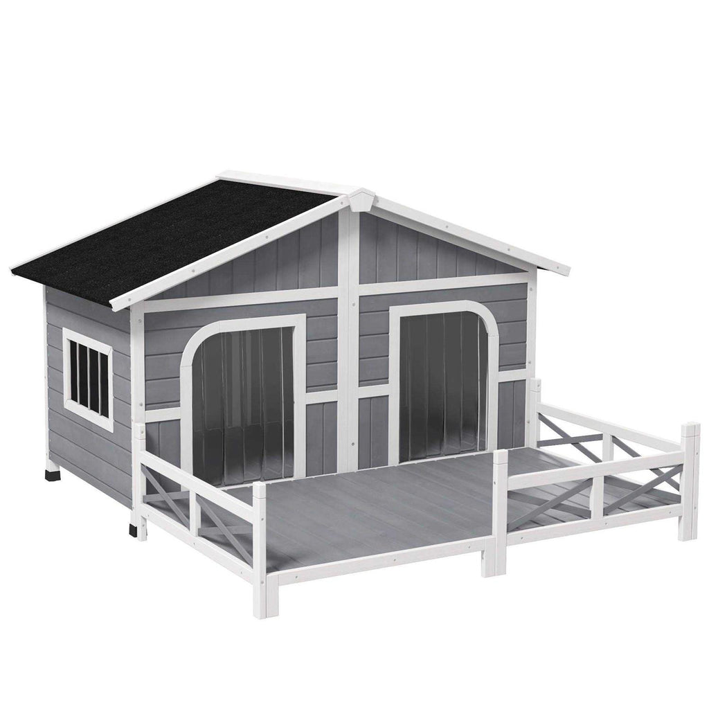 Wood Large Dog House with Porch Deck W536