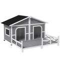 Wood Large Dog House with Porch Deck W536