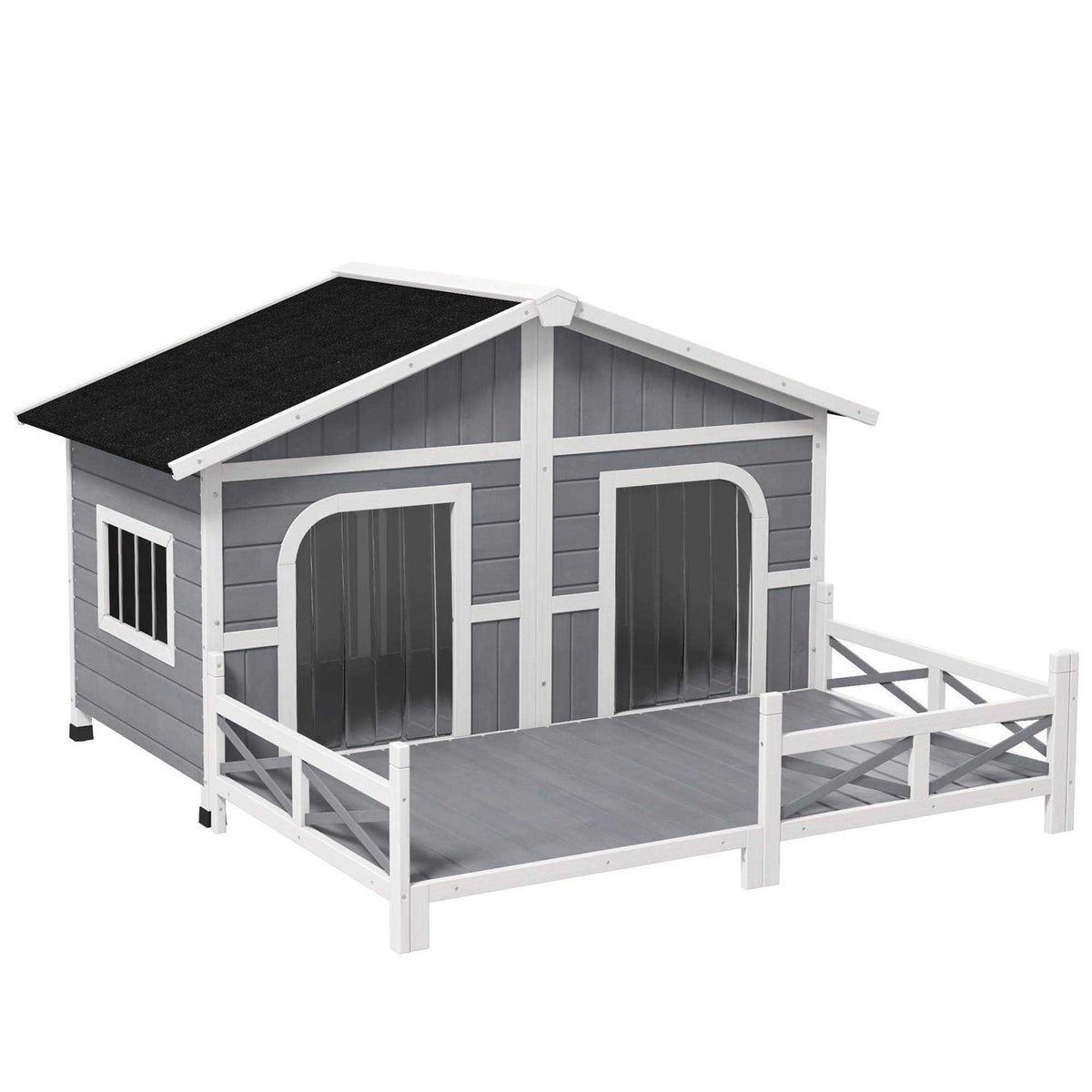 Wood Large Dog House with Porch Deck W536