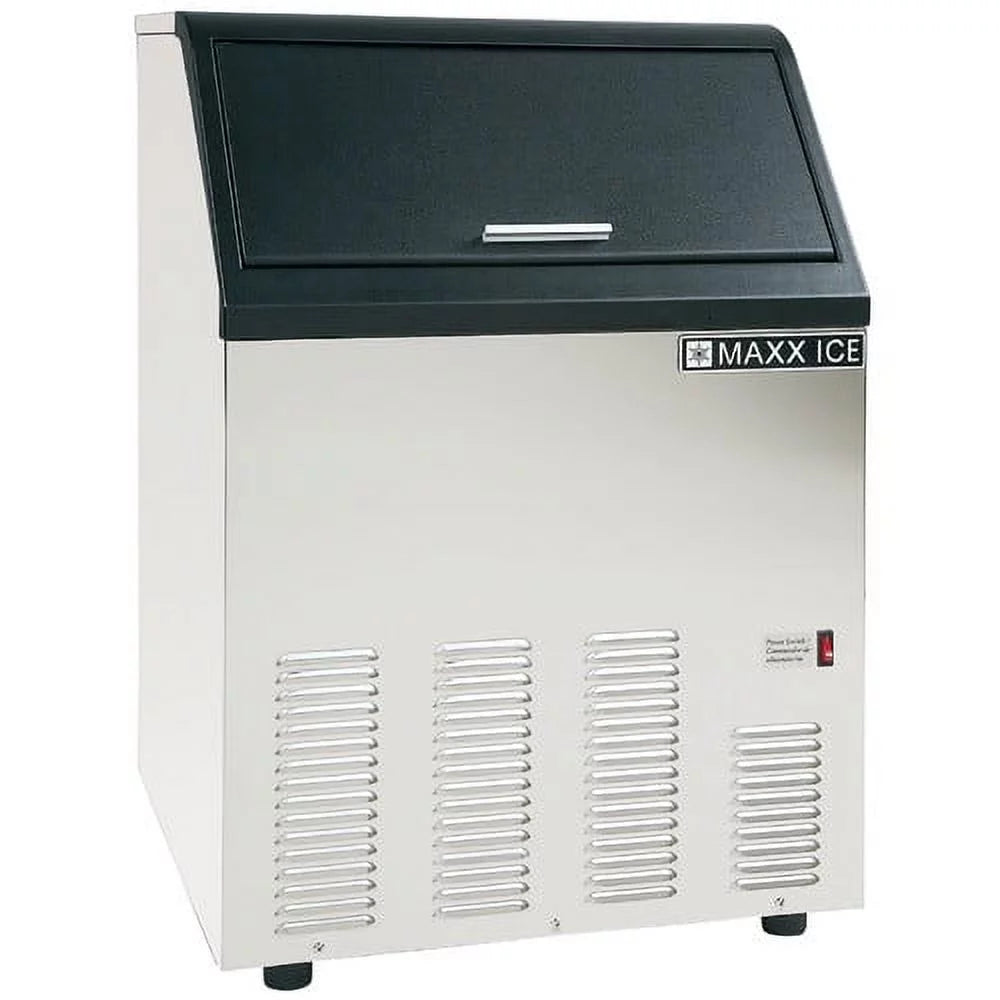 Self-Contained Bullet Ice Maker, 130 Lb, Silver I32585