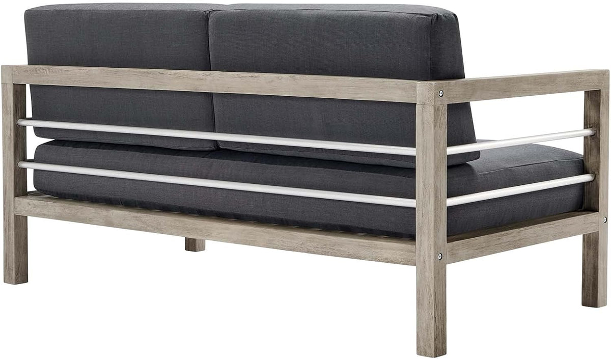 Light Gray Acacia Wood Patio Loveseat M618