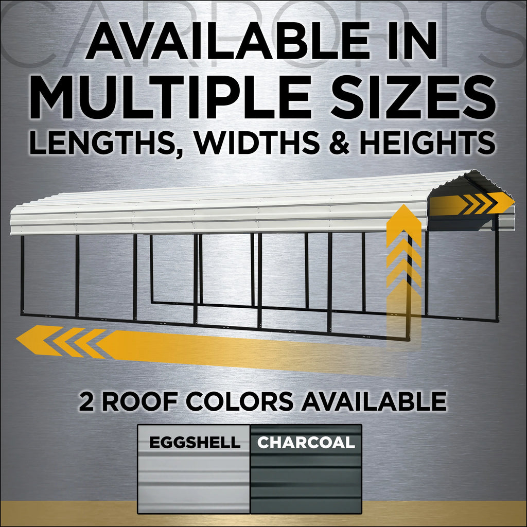 Galvanized Steel Carport Kit, 12' x 29' x 9' Q462808