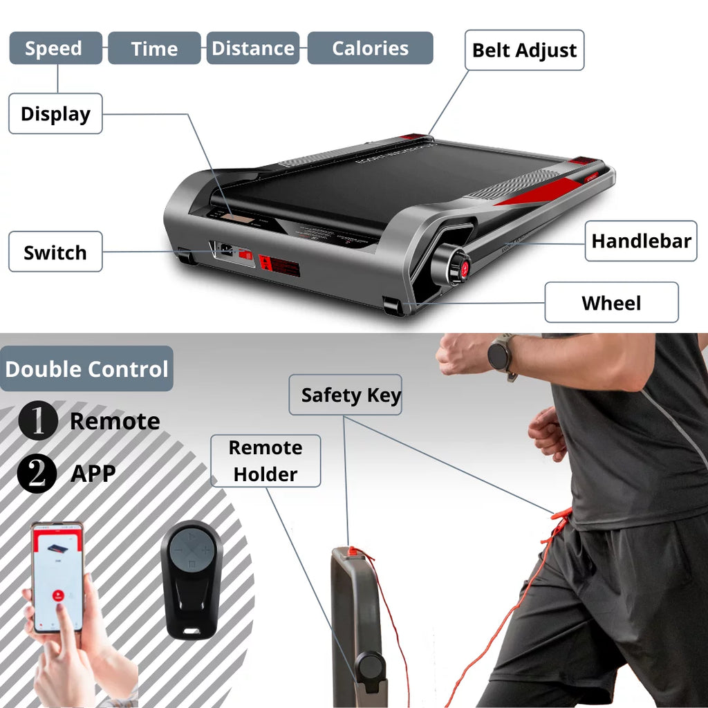Motorized Folding Walking Treadmill with Handrails G1018