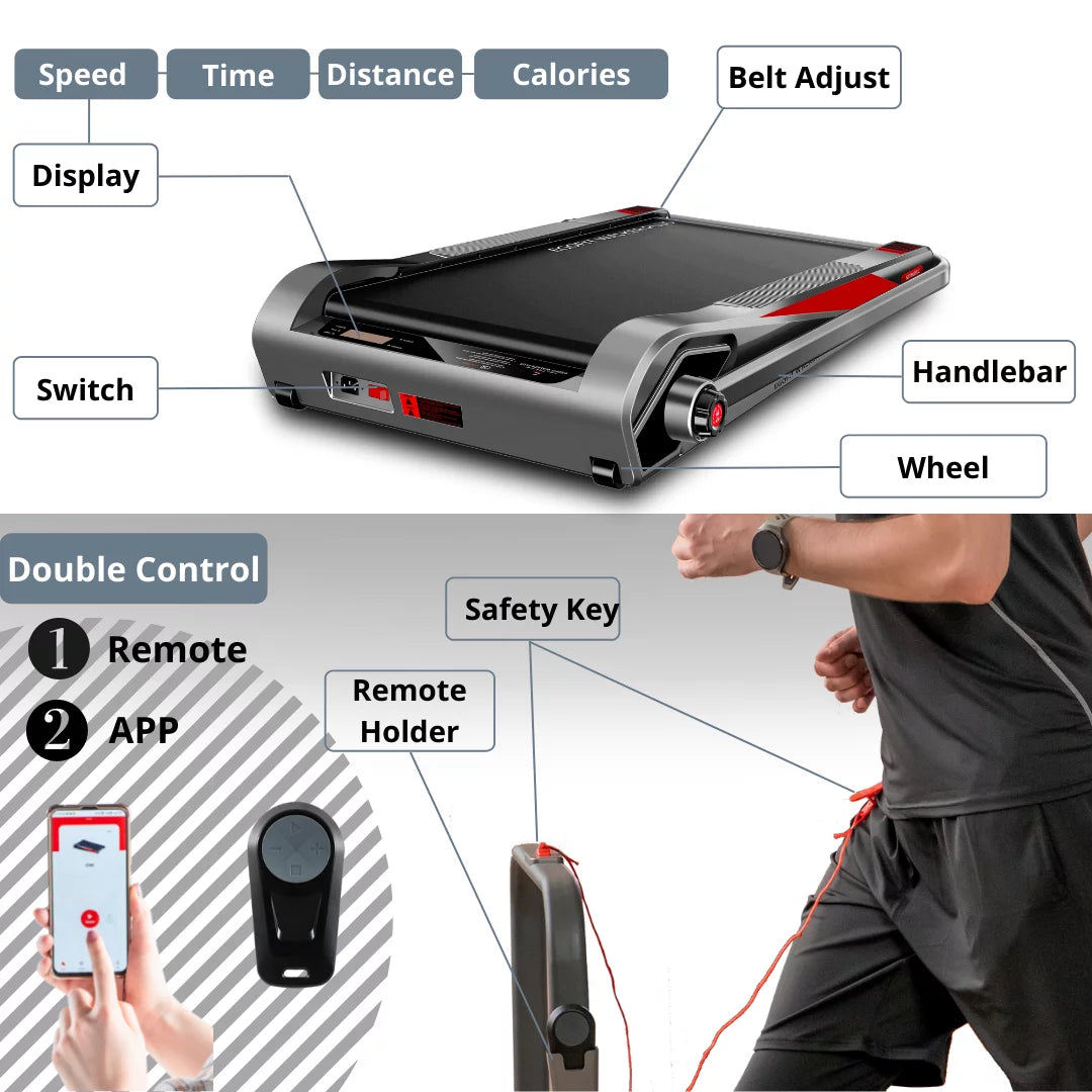 Motorized Folding Walking Treadmill with Handrails G1018