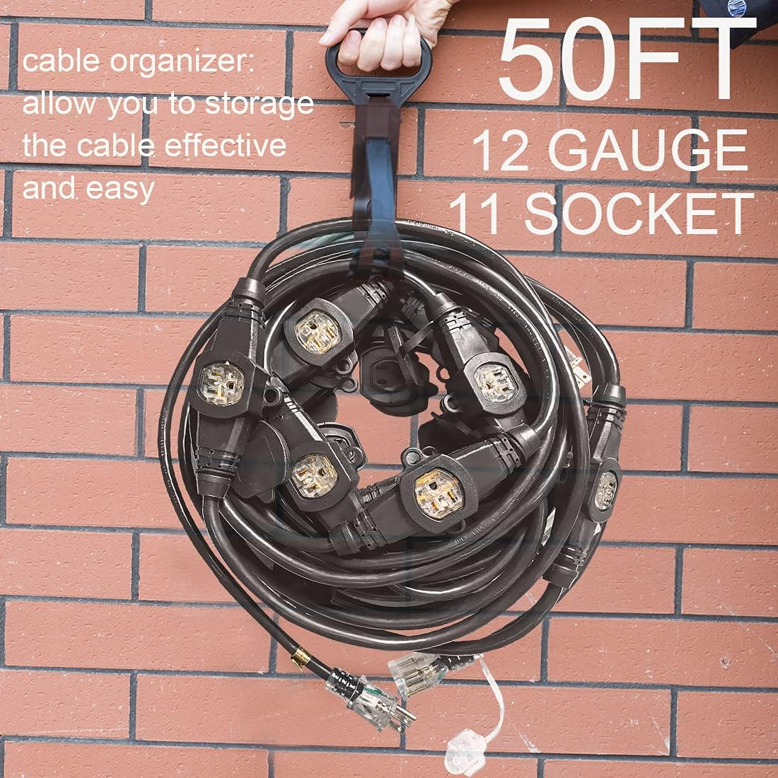 50FT 12 Gauge Indoor/Outdoor Power Extension Cord with Eleven Outlet W8511