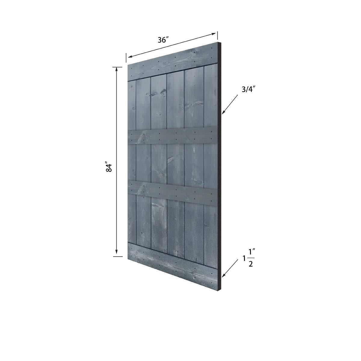 12-Panel Gray Painted Wood Sliding Door with Installation Hardware Kit W1862