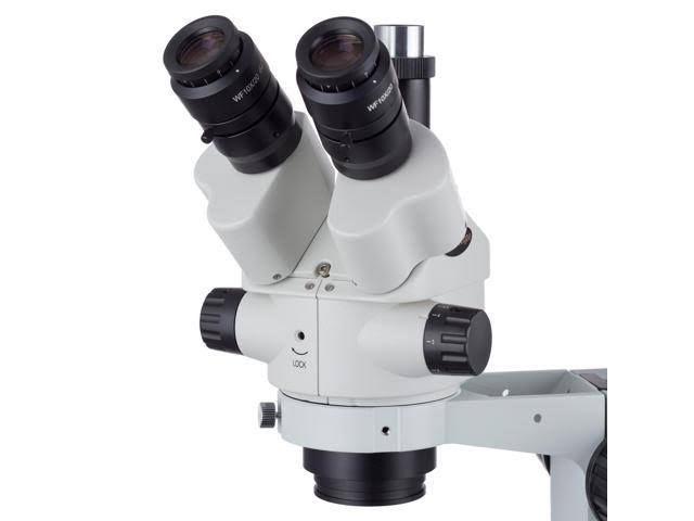 7X-90X Simul-Focal Stereo Zoom Microscope on Single Arm Boom Stand S693