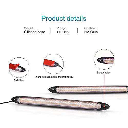 12V Waterproof LED Daytime Running Lights Strip 2Pcs L3039
