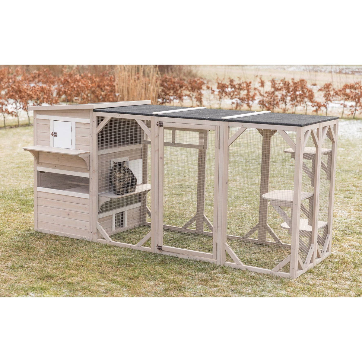 Wooden Cattery Grey L96168