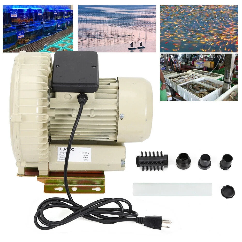 110V 370W Commercial Air Pump Aquarium Hydroponics Aquaculture Fish Tank Pond Blower J599887
