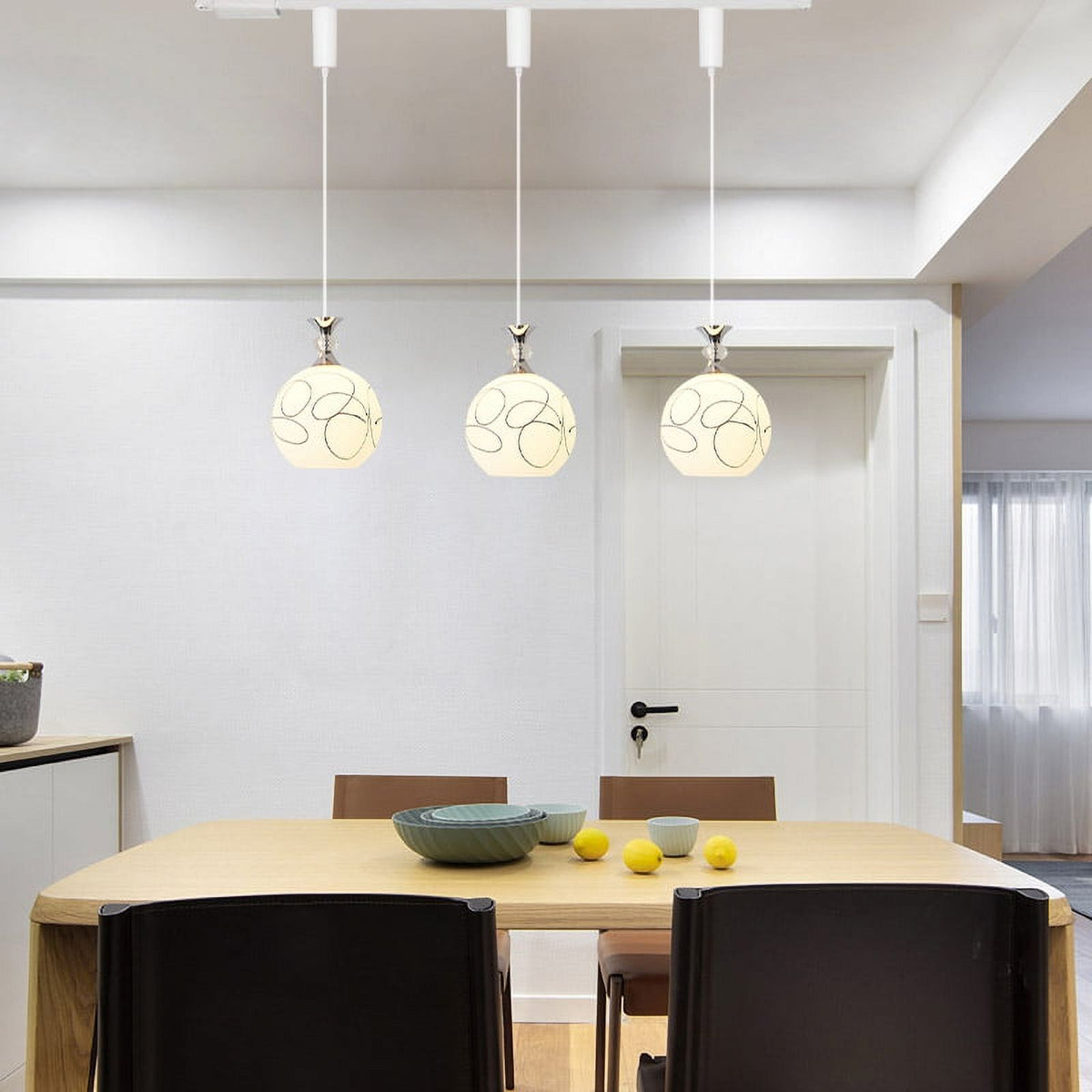 3-Light Track Pendant Light with Glass Shade J762571