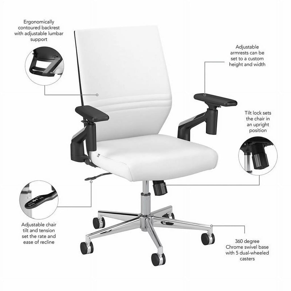White Faux Leather Office Chair J2225