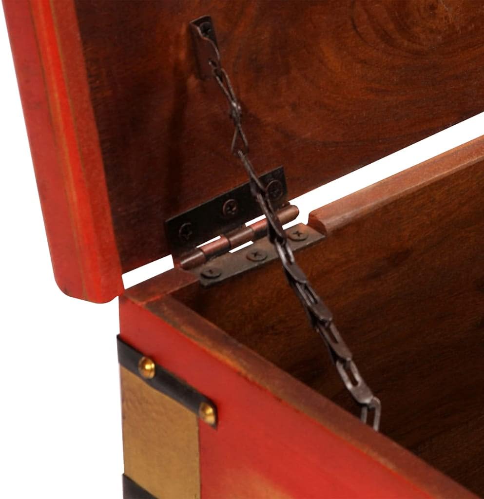 Red Solid Acacia Wood Storage Box C596