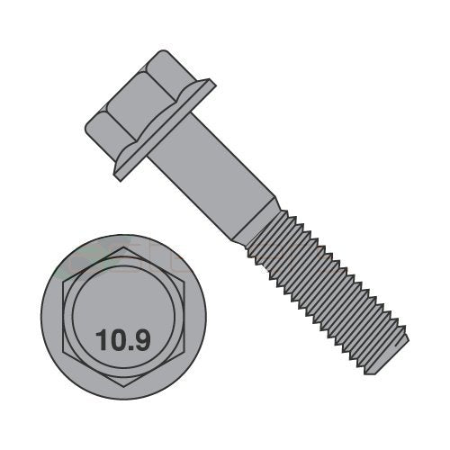 M6-1.0 x 25 mm Hex Flange Bolts Grade 10.9 Black Phosphate DIN6921 1,000 pcs P756