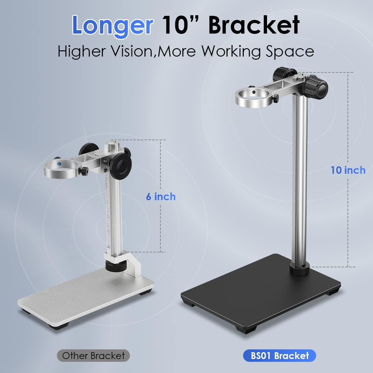 Microscope Base Stand Universal Holder Desktop Support Bracket for Max 1.4 Diameter USB LCD Digital Microscope Magnifier Camera, Aluminum Alloy T358953