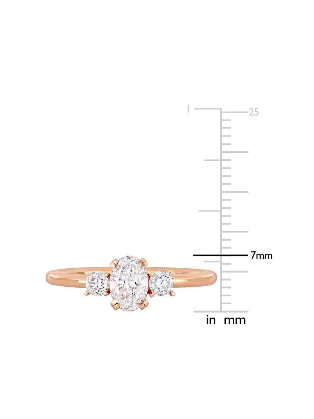 14K Rose Gold Three-Stone Diamond Engagement Ring D554
