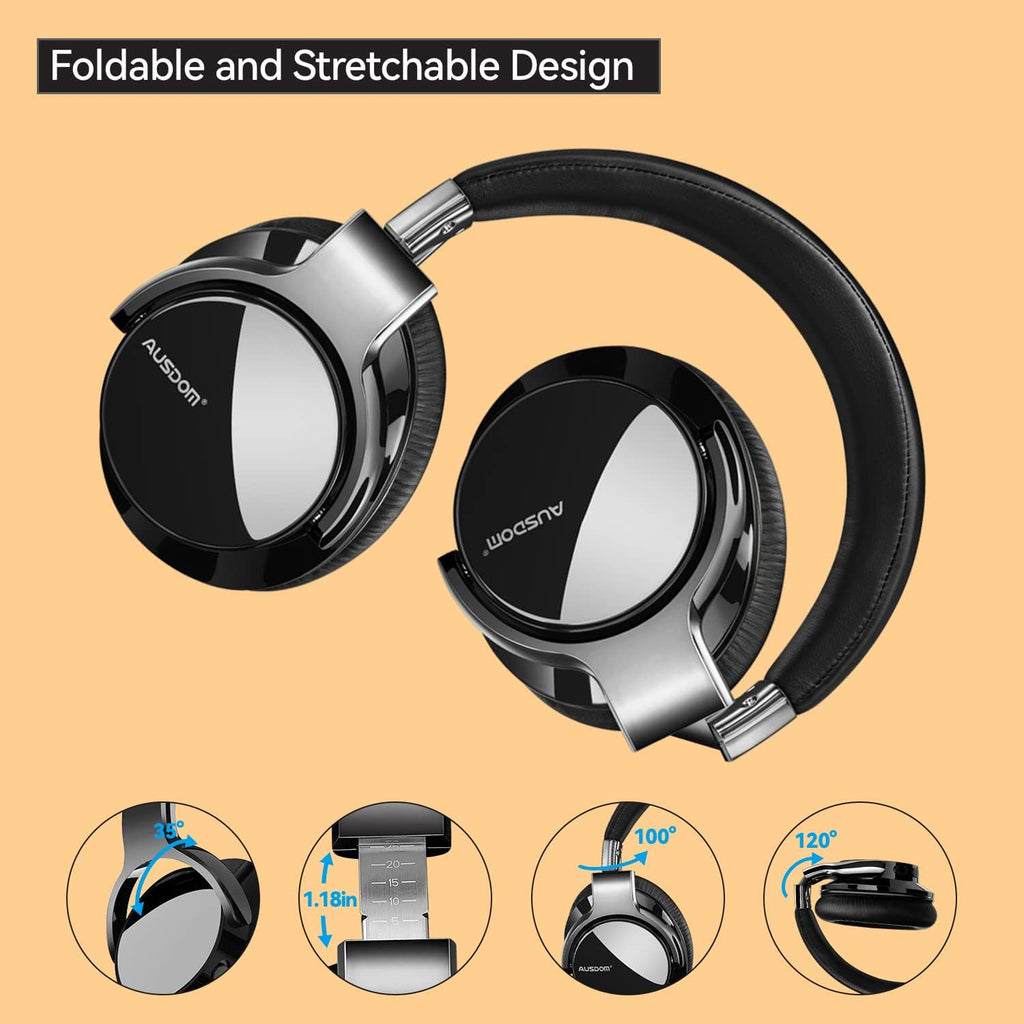 Active Noise Cancelling Wireless Bluetooth Over Ear Headphones with Microphone I55236