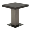 Pedestal Style End Table in Acacia Wood Slate Gray and Espresso Brown Y1107