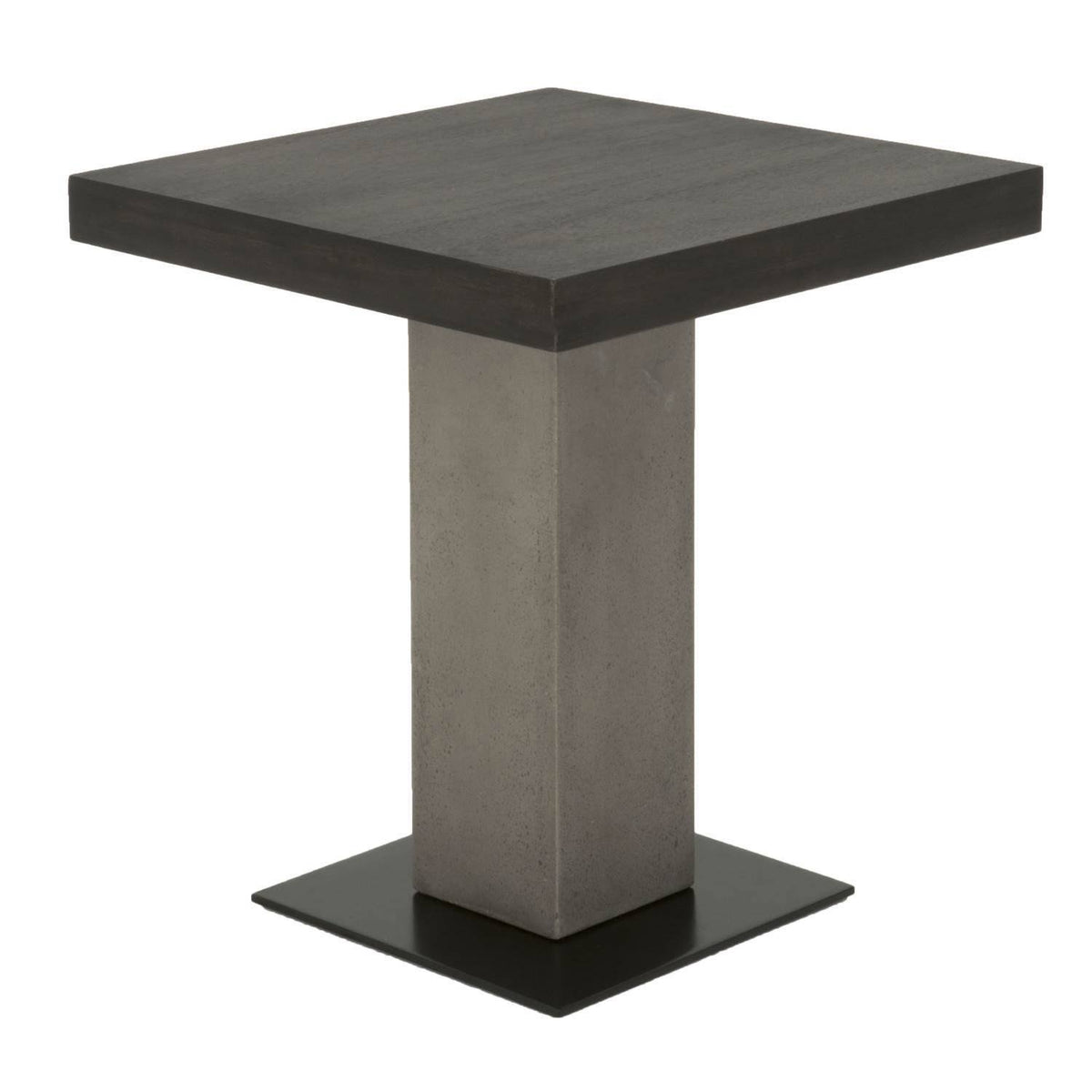 Pedestal Style End Table in Acacia Wood Slate Gray and Espresso Brown Y1107