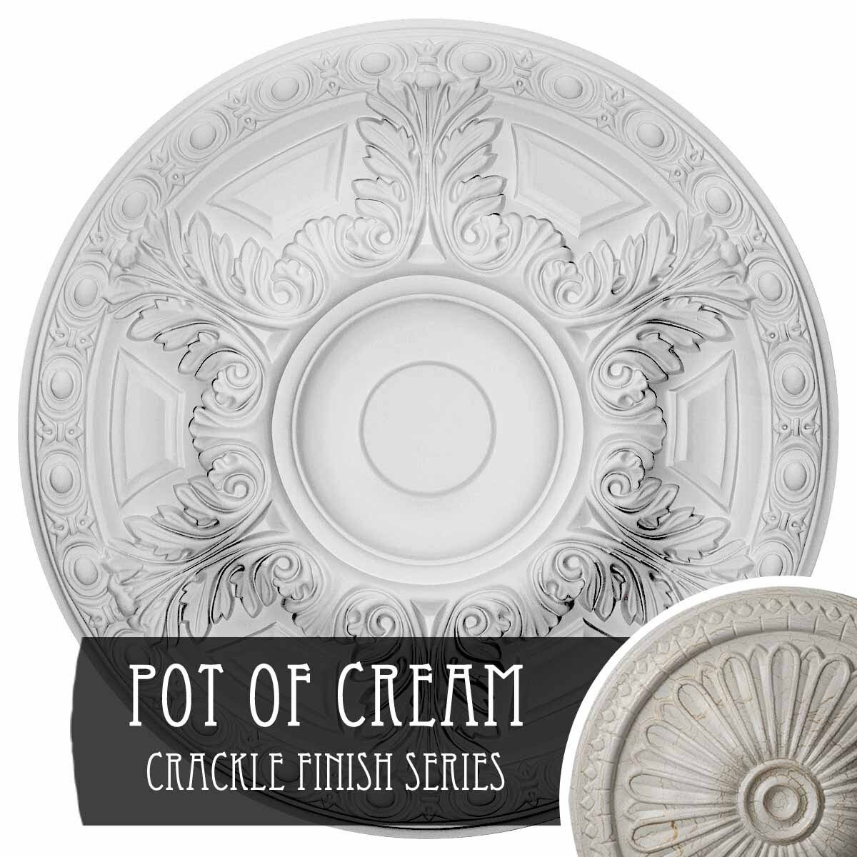 Granada Ceiling Medallion, Hand-Painted Pot of Cream Crackle W656288