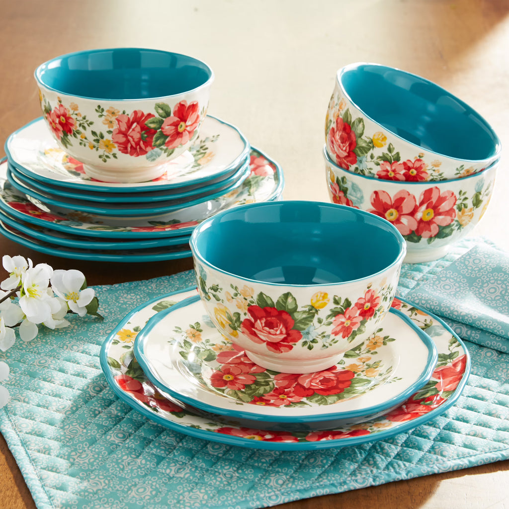 12 Piece Vintage Floral Dinnerware R322193