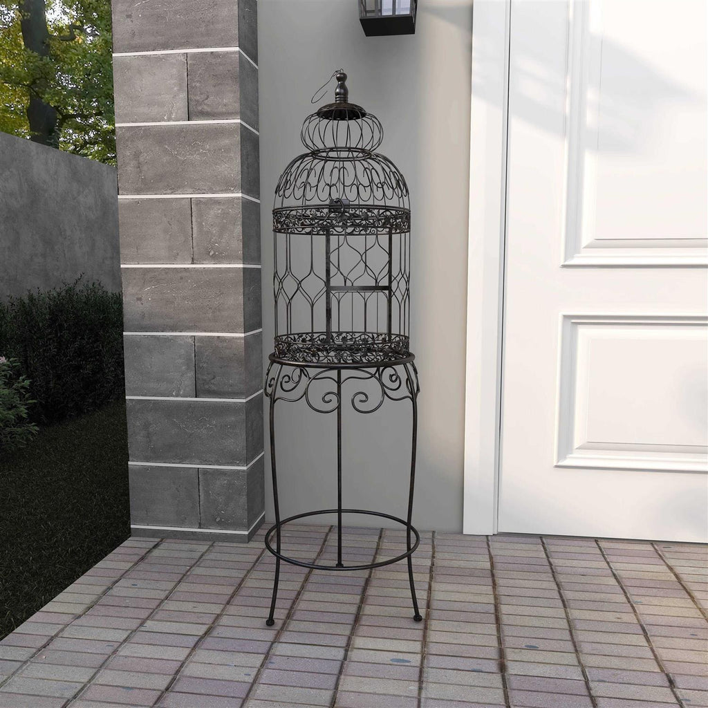 Black Metal Birdcage with Stand J3436