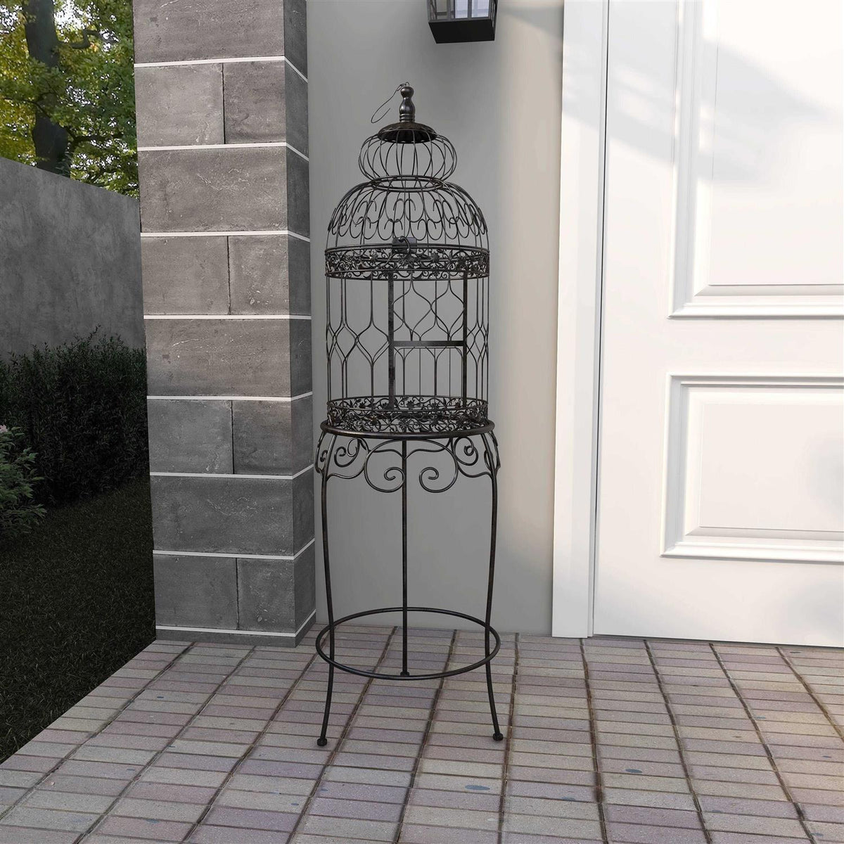 Black Metal Birdcage with Stand J3436