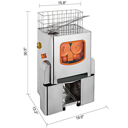 110V Commercial Orange Juicer Machine with Pull-Out Filter Box, 304 Stainless Steel Tank and Cover T801