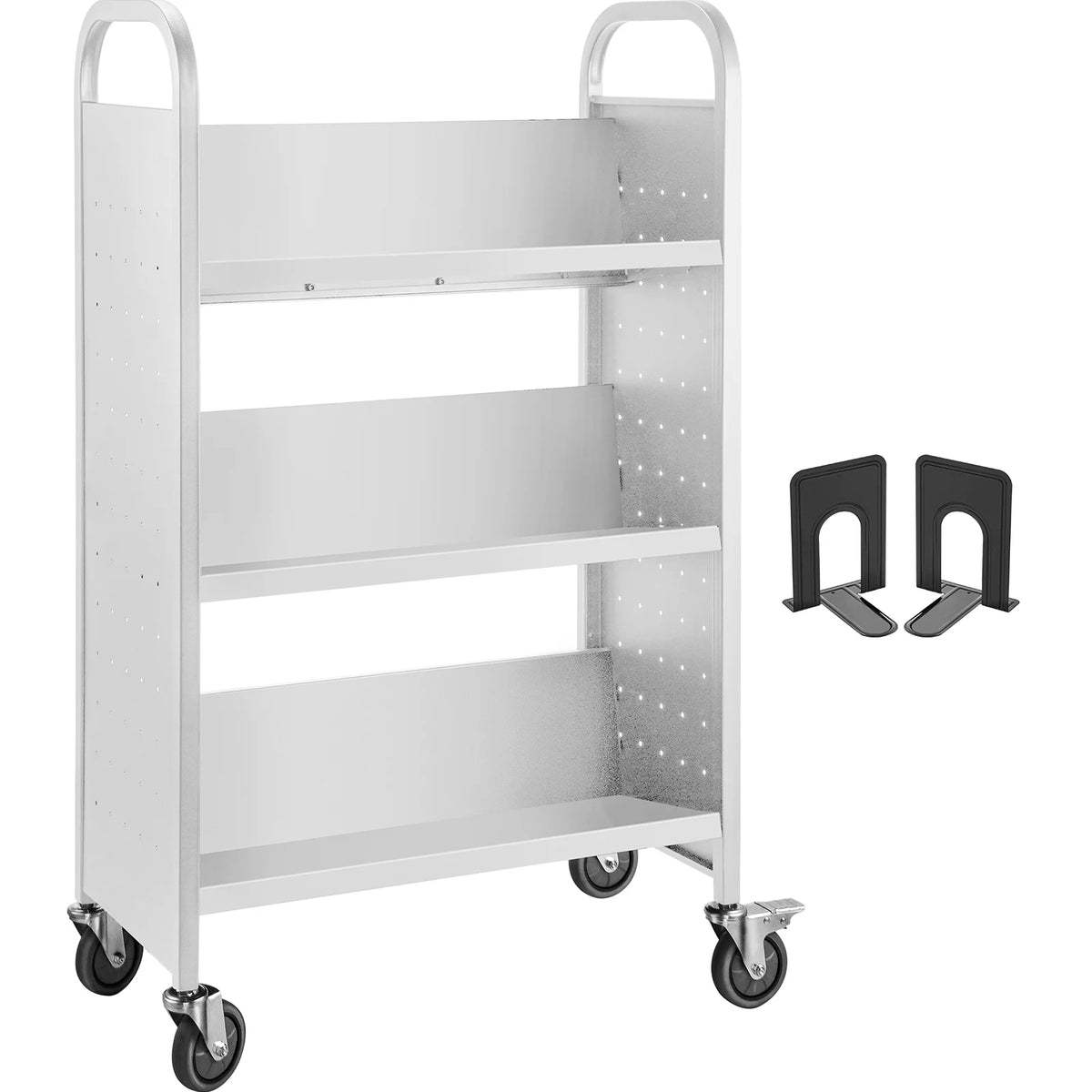 White V-Shaped Shelves Book Cart V16894