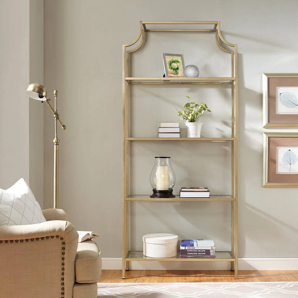 4 Shelf Glass Metal Etagere Bookcase W912