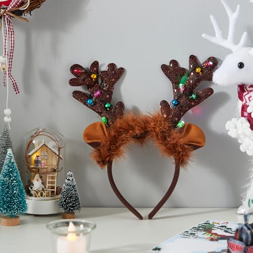 Light-Up LED Reindeer Headband E1121